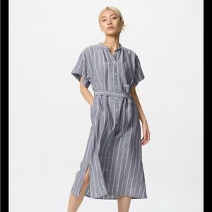 Uniqlo Blue Striped Midi Dress